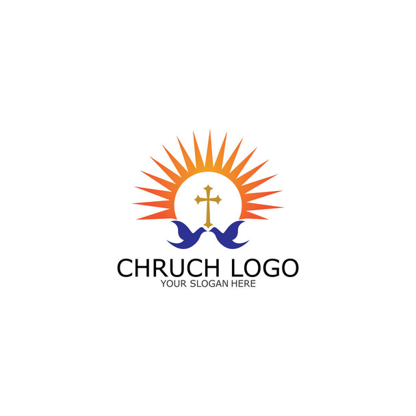 ロゴ教会キリスト教のシンボルイエス・キリスト・ベクトルの聖書と十字架 - ベクター画像