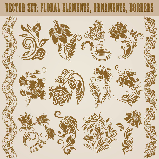 Set of vector damask ornaments. - Vector, Image