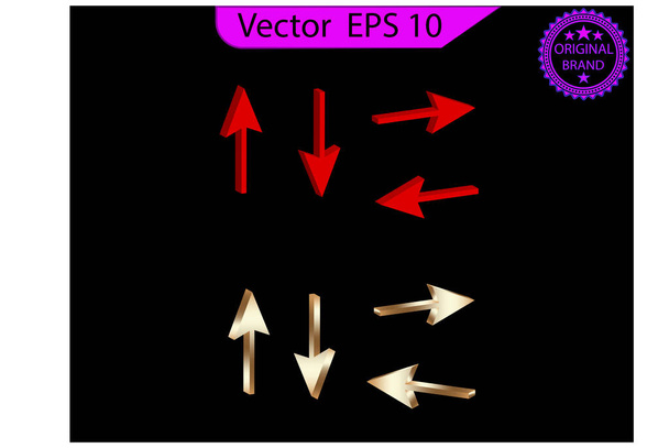 3D Arrow Signs. Collection of  arrows. Arrow icon set - Vector, Image
