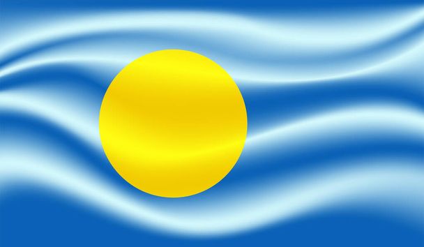 Bandera nacional de Palaos creada en estilo grunge - Vector, imagen