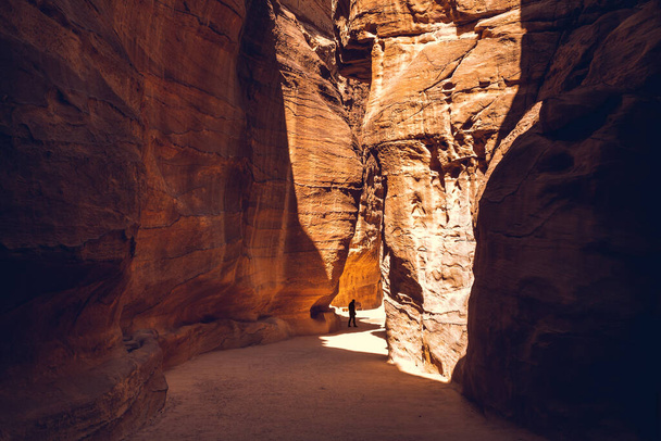 Th Siq, main entrance to Petra in Jordan. unesco world heritage site - Photo, Image