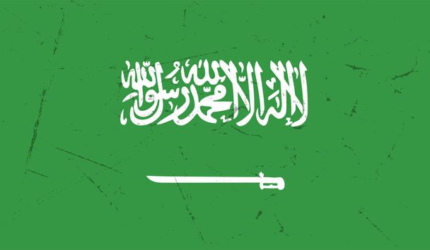 Saudi Arabia flag with waving grunge texture. Vector background. - Vector, Image