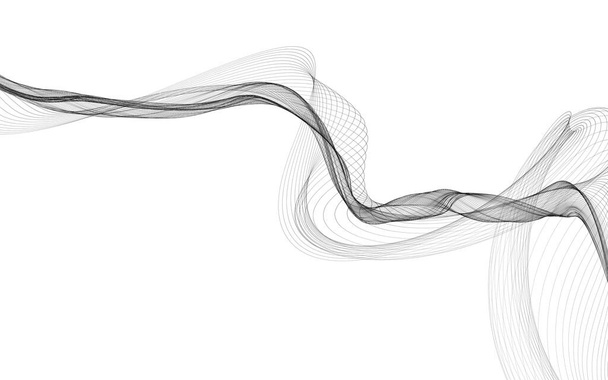 Абстрактный фон с монохромными волновыми линиями на белом фоне. Современные технологии. - Фото, изображение