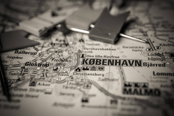Kobenhavn na mapě Evropy - Fotografie, Obrázek