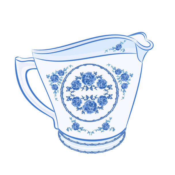 Milk jug faience part of porcelain - Vector, Image