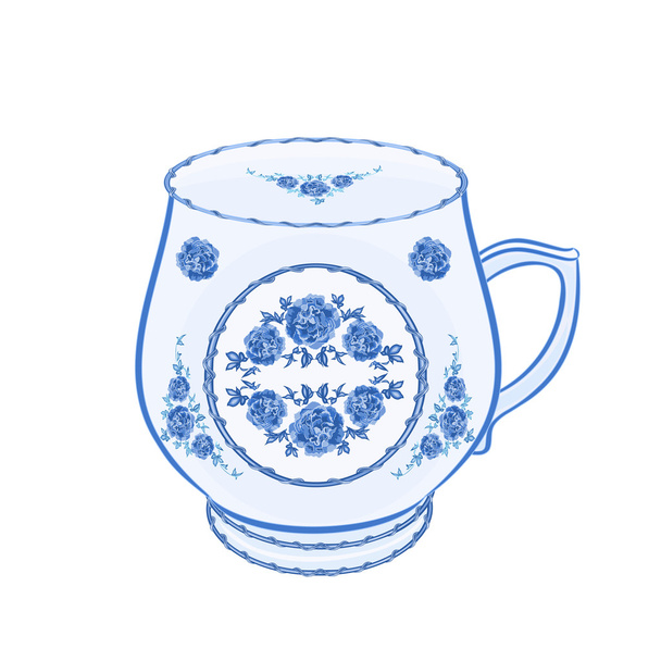 Mug of faience part of porcelain vector - Vector, Image