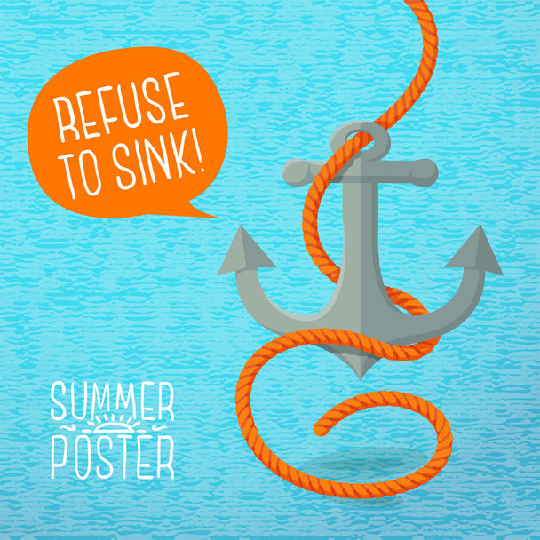 Nautical anchor and rope - Vector, Imagen