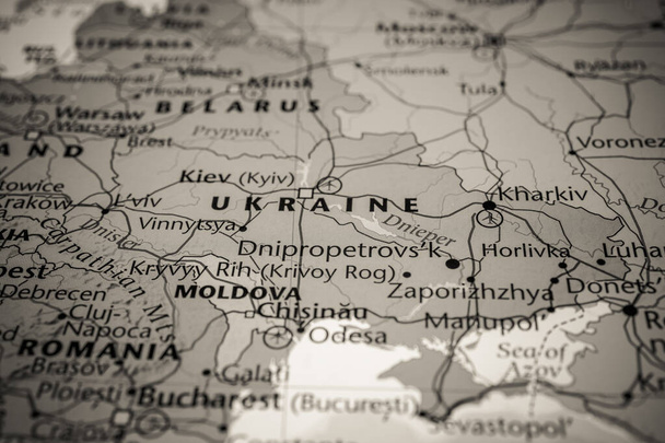Ukraina na mapie politycznej Europy - Zdjęcie, obraz
