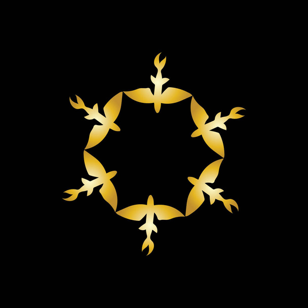 金の空飛ぶ魚のロゴベクトルアイコンデザインテンプレート - ベクター画像
