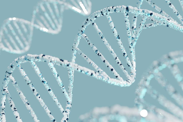 Αφηρημένη φουτουριστική επιστήμη Βιοτεχνολογία DNA σπιράλ φόντο 3D απόδοση - Φωτογραφία, εικόνα