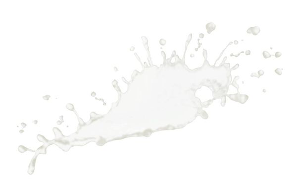 Milk splashes with drops isolated on white background. - Photo, Image