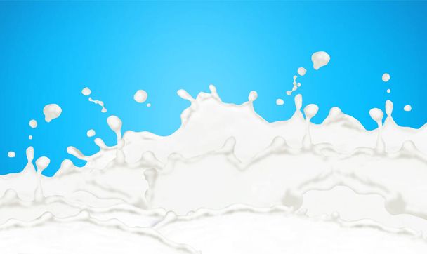 Milk splashes with drops isolated on a blue background. - Foto, imagen