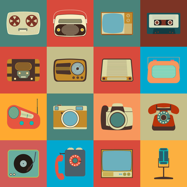 Retro Style Media Icons - Διάνυσμα, εικόνα