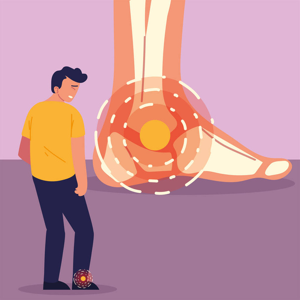 man with ankle pain - Vector, Image