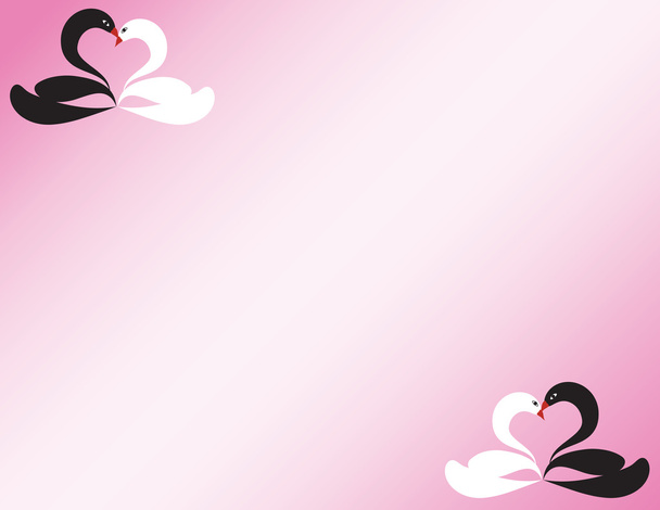 rosa Hintergrund mit schwarzen und weißen Schwänen - Vektor, Bild