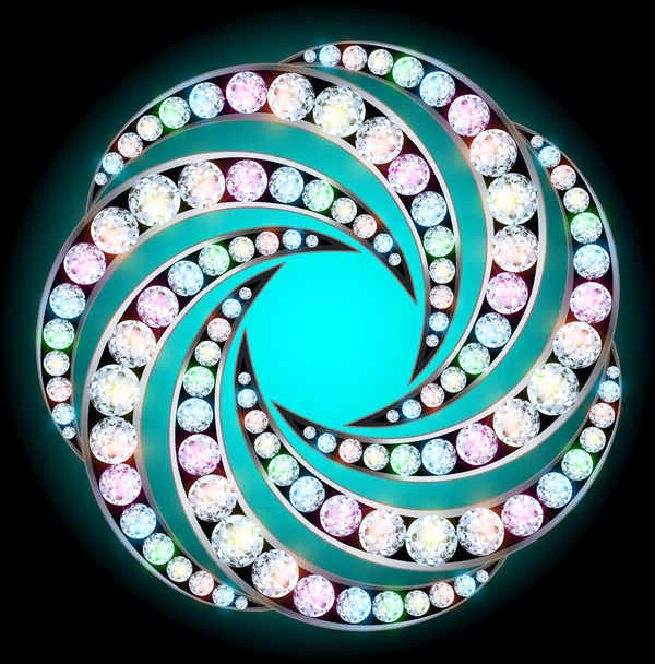 Hintergrund mit Edelsteinbögen, die spiralförmig angeordnet sind - Vektor, Bild