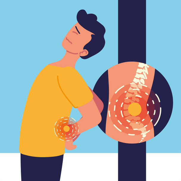 man and spine pain - Vector, Image