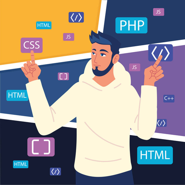 programmer with codes - Vector, Image