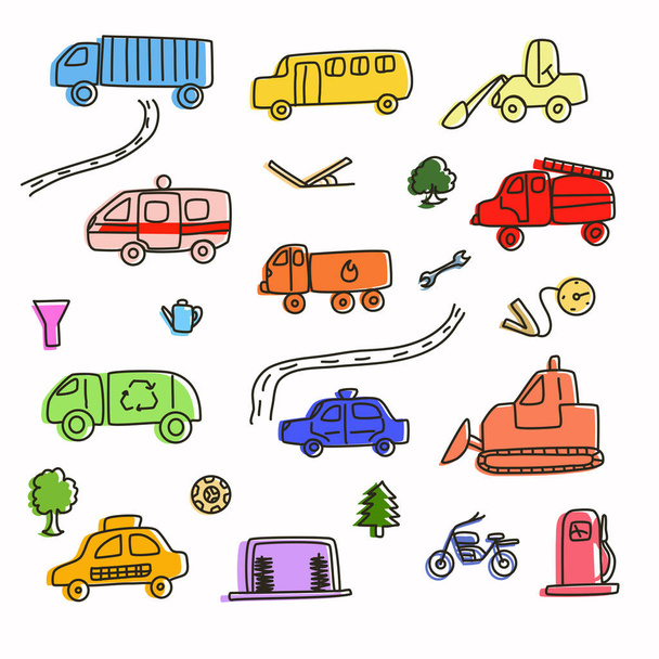 A set of multi-colored toy cars for children. - Vector, imagen