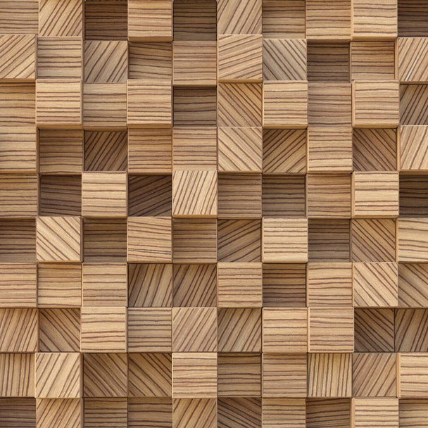 Illustration 3D. Texture, fond, cubes en bois tridimensionnels et réalistes à différents niveaux avec ombre, lamelles, avec la texture de naturel. Panneau en bois, fond avec texture en bois. Rendre - Photo, image