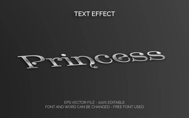 Silver metal text effect, editable, luxury princess text. - Vector, Image