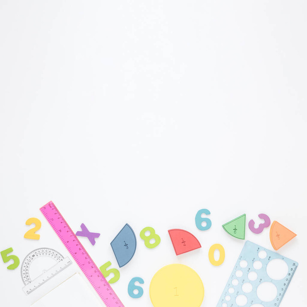 colourful numbers stationery white copy space background. Resolution and high quality beautiful photo - Foto, Imagem