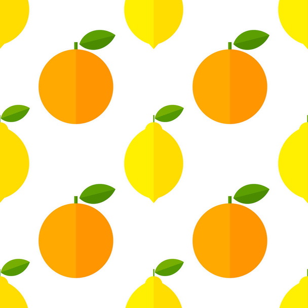 Oranges and lemons fruit seamless pattern. Vector illustration. - Vector, imagen