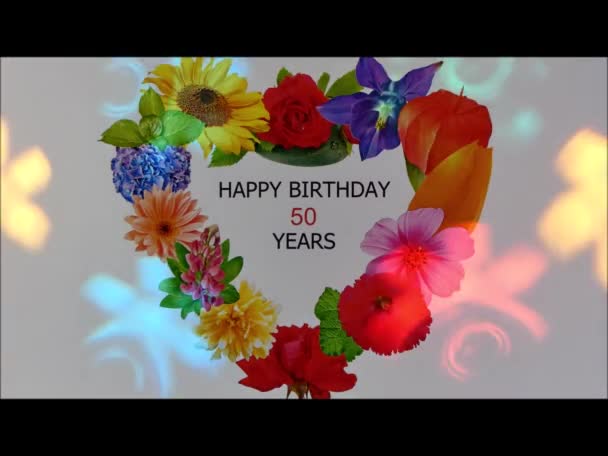 Wszystkiego najlepszego 50 lat z kwiatami - Materiał filmowy, wideo