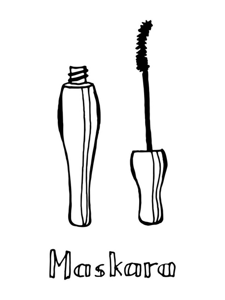 Mascara zwart-wit met de hand getekende vector doodle icoon EPS10 - Vector, afbeelding