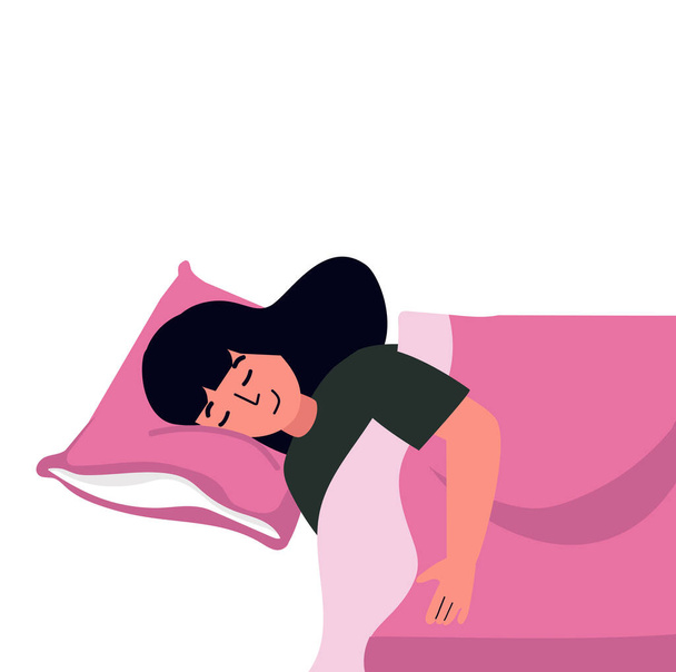 young woman  Sleeping  relax  with Pillow vector - Vektor, obrázek