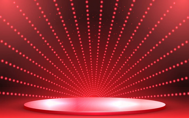 Rotes Podium und glitzerndes Licht im roten Raum - Vektor, Bild