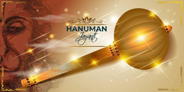 Concepto de ilustración vectorial de Hanuman Jayanti con Gada, arma del dios hindú Hanuman. - Vector, imagen