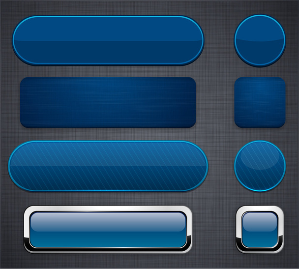 blank dark-blue buttons - Vector, Image