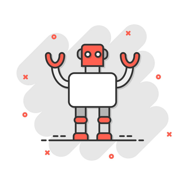 Cute robot chatbot icon in comic style. Bot operator cartoon vector illustration on white isolated background. Smart chatbot character splash effect business concept. - Vector, Image