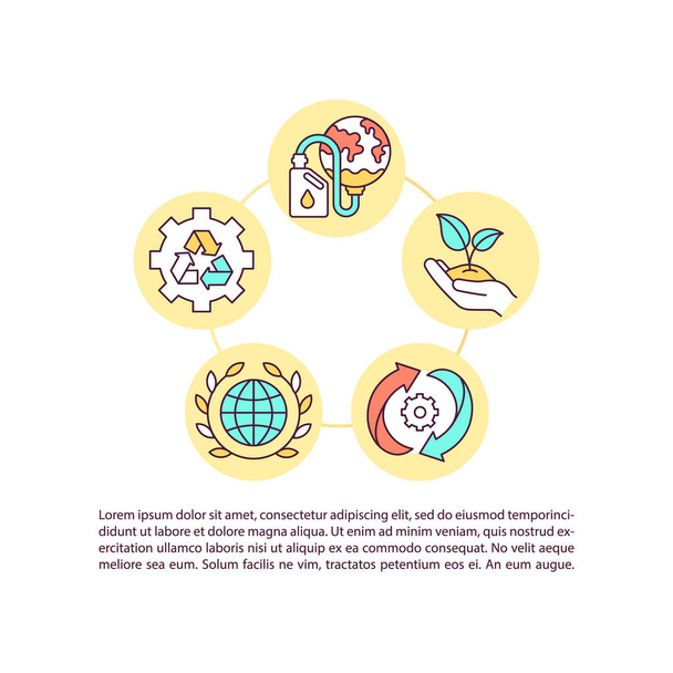 Environmental protection concept line icons with text. PPT page vector template with copy space. Brochure, magazine, newsletter design element. Eco power technologies linear illustrations on white - Vector, imagen