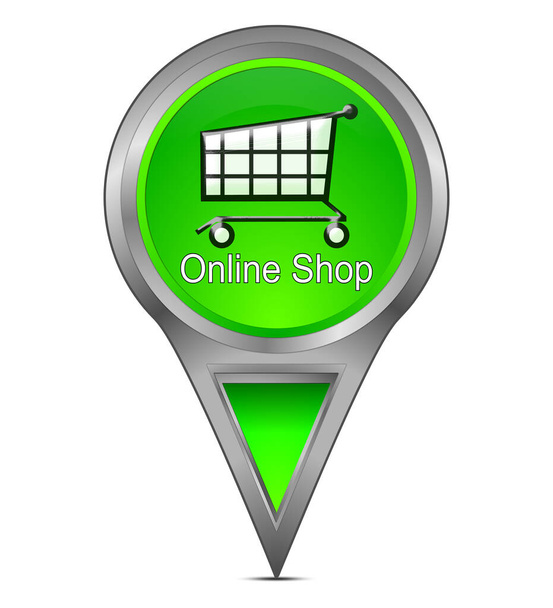 Mapa puntero verde con tienda online - ilustración - Foto, Imagen