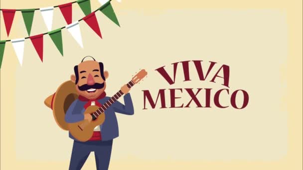 viva mexico lettering with man - Footage, Video