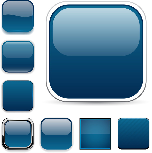 暗いの青い正方形ボタン - ベクター画像