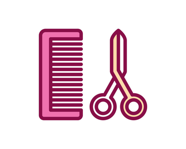 peine y tijeras iconos, vector, aislado sobre fondo blanco para su diseño de aplicaciones web y móvil, concepto de logotipo de peluquería - Vector, imagen