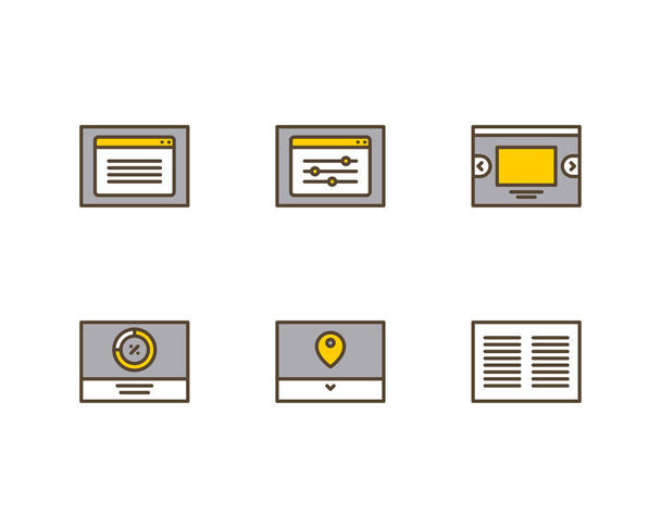 Set icone Wireframe dell'interfaccia utente - Vettoriali, immagini