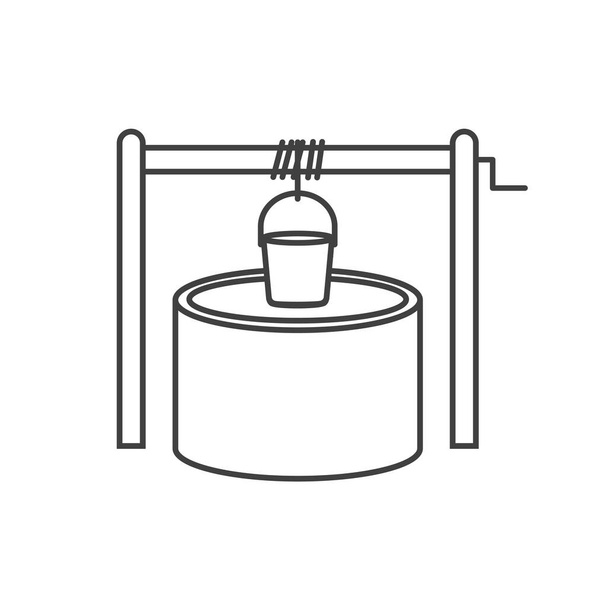venkovská voda dobře s kbelíkovou ikonou - vektorová ilustrace - Vektor, obrázek