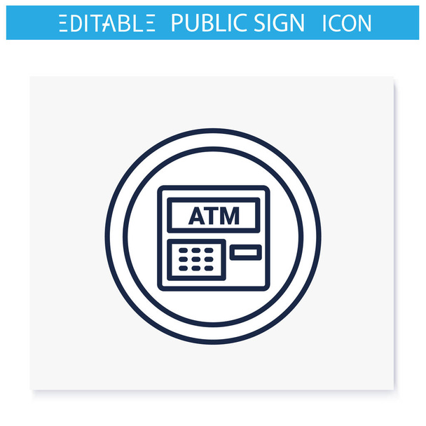 Значок линии символов банкомата - Вектор,изображение