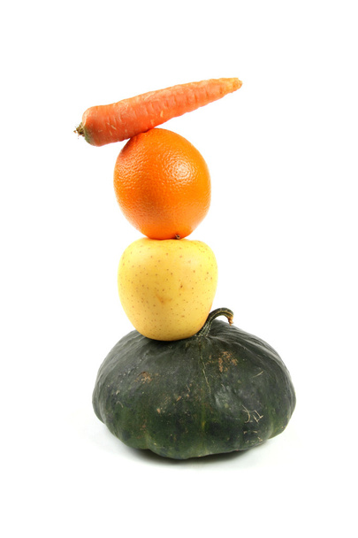 Tower of vegetables and fruits - 写真・画像