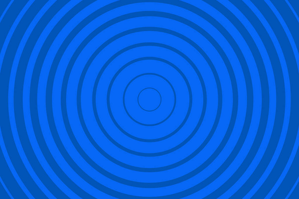Fondo azul radiante concéntrico círculo patrón. Ilustración de vectores geométricos radiales vibrantes - Vector, Imagen