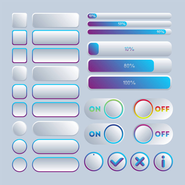  Icon set multi colored button in flat style. Easy editable vector isolated illustration. - Vector, Image
