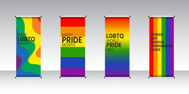 Gurur LGBTQ Yuvarlanma Seti. Standee Design.Vektör illüstrasyonu - Vektör, Görsel