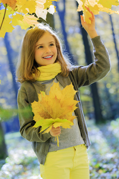 Осінь веселощі - мила дівчина розважається в осінньому парку
 - Фото, зображення