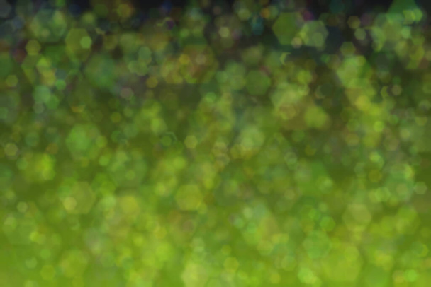 sfondo verde e scuro astratto sfocato con esagono forma bokeh macchie - Foto, immagini