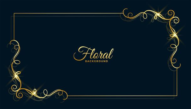 golden floral frame background design - Vector, Image