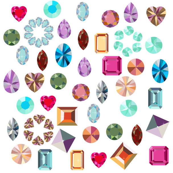 Set of precious stones. A scattering of colored stones. For jewelry design. Illustration. - Photo, Image